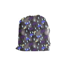 Rain And Umbrellas Drawstring Pouch (medium) by bloomingvinedesign