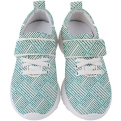 Wood Texture Diagonal Pastel Blue Kids  Velcro Strap Shoes by Mariart