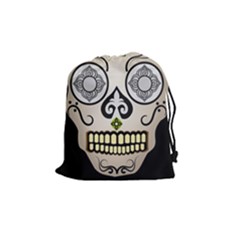 Skull Scary Art Digital Head Drawstring Pouch (medium) by Wegoenart