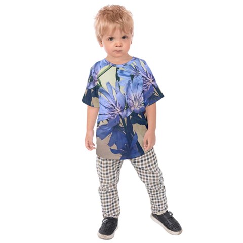 Blue Wildflowers Kids  Raglan Tee by bloomingvinedesign
