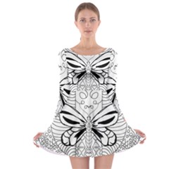 Mandala Butterfly Insect Long Sleeve Skater Dress by Wegoenart