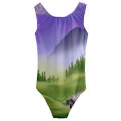 Digital Art Painting Landscape Kids  Cut-out Back One Piece Swimsuit by Wegoenart