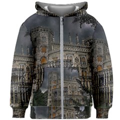 Castle Mansion Architecture House Kids  Zipper Hoodie Without Drawstring by Wegoenart