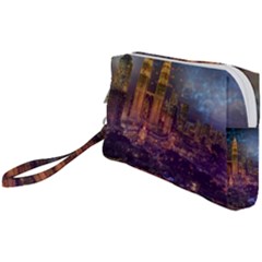 City Lights Skyline Buildings Wristlet Pouch Bag (small) by Wegoenart