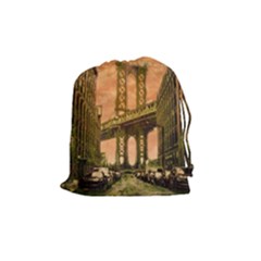 Architecture Buildings City Bridge Drawstring Pouch (medium) by Wegoenart