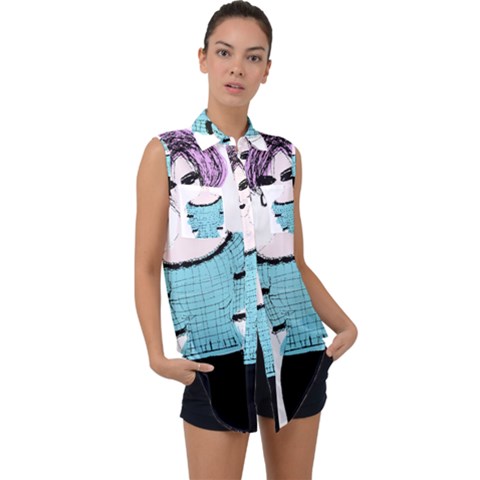 Elissa Sleeveless Chiffon Button Shirt by snowwhitegirl