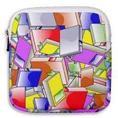 Books Pattern Reading Wallpaper Mini Square Pouch by Wegoenart