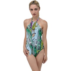 Seamless Repeating Tiling Tileable Go With The Flow One Piece Swimsuit by Wegoenart