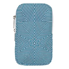 Lines Blue Repeating Textile Waist Pouch (small) by Wegoenart