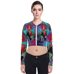 Background Sci Fi Fantasy Colorful Long Sleeve Zip Up Bomber Jacket by Wegoenart