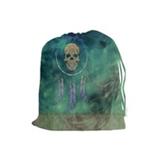 Dreamcatcher With Skull Drawstring Pouch (large) by FantasyWorld7
