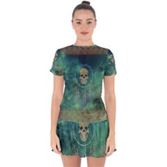 Dreamcatcher With Skull Drop Hem Mini Chiffon Dress by FantasyWorld7