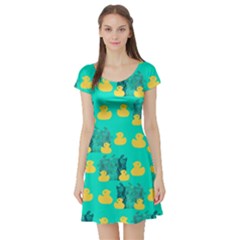 Little Yellow Duckies Short Sleeve Skater Dress by VeataAtticus