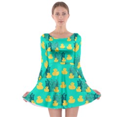 Little Yellow Duckies Long Sleeve Skater Dress by VeataAtticus