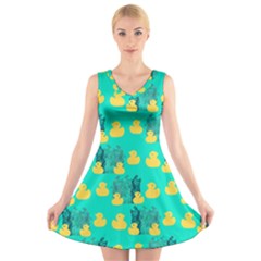 Little Yellow Duckies V-neck Sleeveless Dress by VeataAtticus