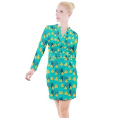 Little Yellow Duckies Button Long Sleeve Dress by VeataAtticus