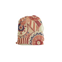 Pop Art Paisley Flowers Ornaments Multicolored 4 Background Solid Dark Red Drawstring Pouch (small) by EDDArt