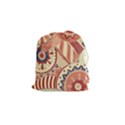 Pop Art Paisley Flowers Ornaments Multicolored 4 Background Solid Dark Red Drawstring Pouch (Small) View1
