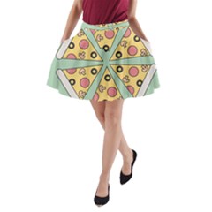 Pizza Slice Food Italian A-line Pocket Skirt by Pakrebo