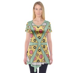 Pizza Slice Food Italian Short Sleeve Tunic  by Pakrebo