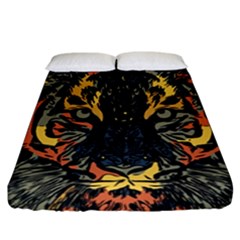 Tiger Predator Abstract Feline Fitted Sheet (california King Size) by Pakrebo