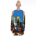 Architecture City House Window Velvet Long Sleeve Shoulder Cutout Dress View2