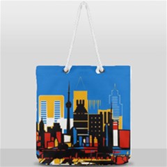 Architecture City House Window Full Print Rope Handle Tote (large) by Pakrebo