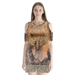 Night Moth Shoulder Cutout Velvet One Piece by Riverwoman