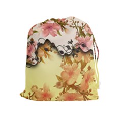 A Touch Of Vintage, Floral Design Drawstring Pouch (xl) by FantasyWorld7