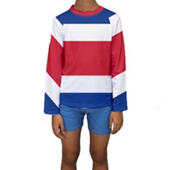 Costa Rica Flag Kids  Long Sleeve Swimwear by FlagGallery