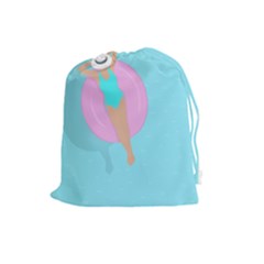 Lady In The Pool Drawstring Pouch (large) by Valentinaart