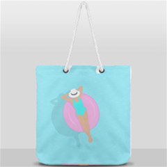 Lady In The Pool Full Print Rope Handle Tote (large) by Valentinaart
