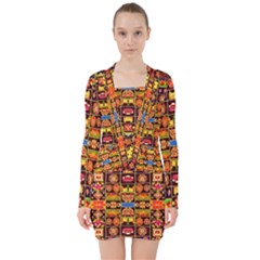 A 6 V-neck Bodycon Long Sleeve Dress by ArtworkByPatrick