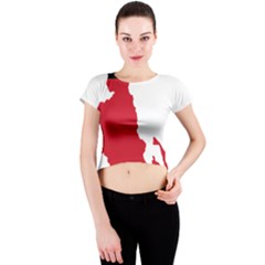 Malawi Flag Map Geography Outline Crew Neck Crop Top by Sapixe