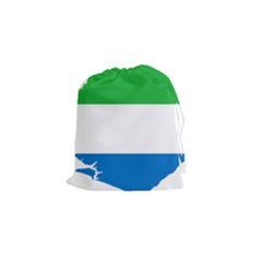 Sierra Leone Flag Map Geography Drawstring Pouch (small) by Sapixe