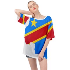 Democratic Republic Of The Congo Flag Oversized Chiffon Top by Sapixe