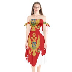 Montenegro Country Europe Flag Shoulder Tie Bardot Midi Dress by Sapixe