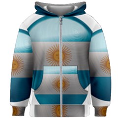Argentina Flag Country Nation Kids  Zipper Hoodie Without Drawstring by Sapixe