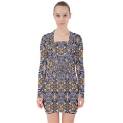 D 9 V-neck Bodycon Long Sleeve Dress by ArtworkByPatrick