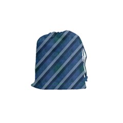 Blue Stripped Pattern Drawstring Pouch (small) by designsbyamerianna