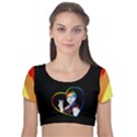 Rainbow Hair Velvet Short Sleeve Crop Top  View1