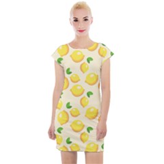 Fruits Template Lemons Yellow Cap Sleeve Bodycon Dress by Pakrebo