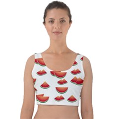 Summer Watermelon Pattern Velvet Crop Top by Pakrebo