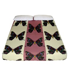 Butterflies Pink Old Old Texture Fitted Sheet (california King Size) by Pakrebo