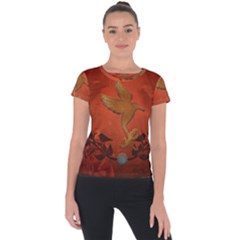 Elegant Decorative Bird Short Sleeve Sports Top  by FantasyWorld7