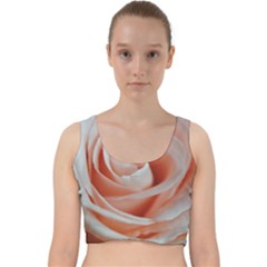 Soft Pink Rose Close Up Velvet Racer Back Crop Top by bloomingvinedesign