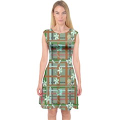 Textile Fabric Capsleeve Midi Dress by HermanTelo