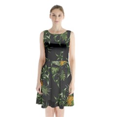 Pineapples Pattern Sleeveless Waist Tie Chiffon Dress by Sobalvarro
