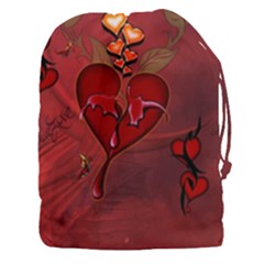 Wonderful Hearts And Rose Drawstring Pouch (xxxl) by FantasyWorld7