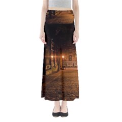City Night Dark Architecture Lamps Full Length Maxi Skirt by Sudhe
